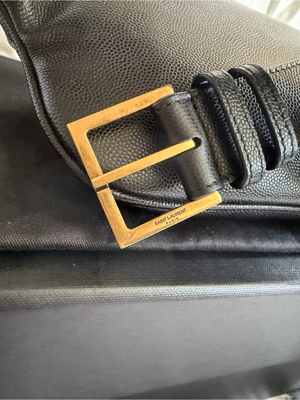 ❌SOLD❌ Saint Laurent CASSANDRE Belt Bag In Grain De Poudre Embossed Leather - Picture 5 of 9